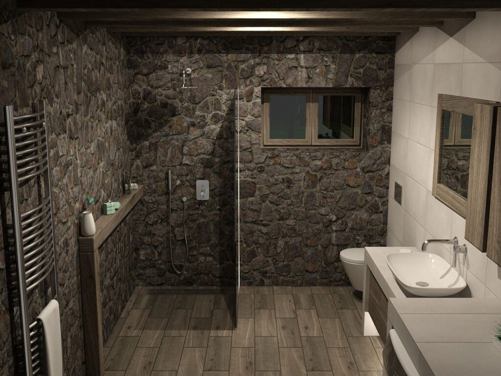 Bathroom with Stone décor